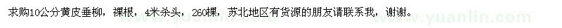 求購10公分黃皮垂柳
