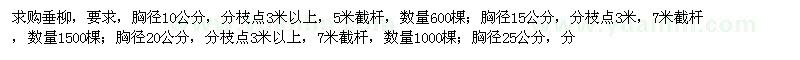 求購胸徑10公分垂柳