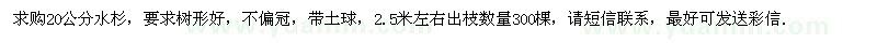 求購20公分水杉