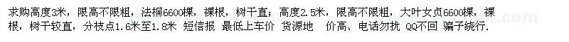 求購法桐、大葉女貞 