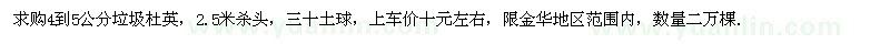 求購(gòu)4到5公分杜英