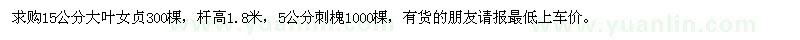 求購15公分大葉女貞