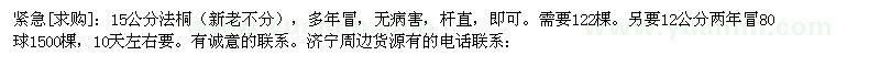 求購緊急：12公分15公分法桐
