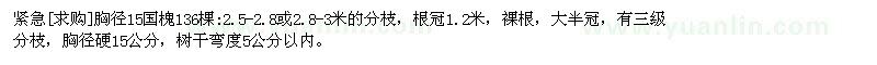 求購緊急胸徑15國槐136棵