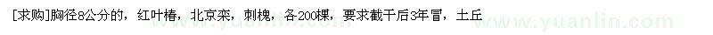 求購胸徑8公分的，紅葉椿，北京欒，刺槐