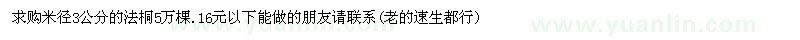 求購(gòu)米徑3公分的法桐5萬(wàn)棵