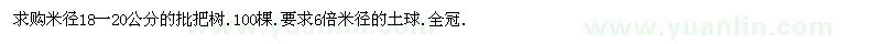 求購(gòu)米徑18一20公分的批把樹(shù)