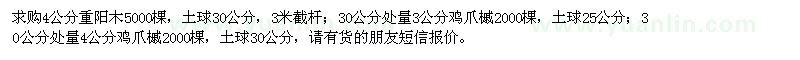 求購(gòu)4公分重陽(yáng)木，3、4公分雞爪槭