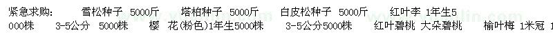 求購(gòu)緊急：雪松種子、塔柏種子、白皮松種子、紅葉李、櫻花、紅葉碧桃、大朵碧桃、榆葉梅