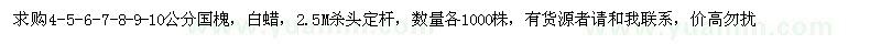 求購4-5-6-7-8-9-10公分國槐，白蠟 
