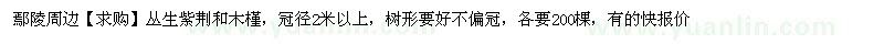 求購(gòu)叢生紫荊和木槿，冠徑2米以上