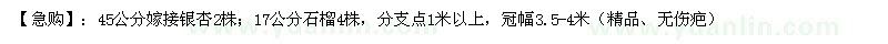 求購(gòu)45公分嫁接銀杏2株；17公分石榴4株