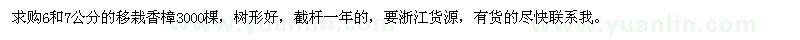 求購6、7公分的移栽香樟3000棵