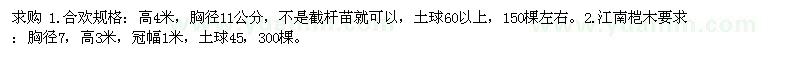 求購(gòu)合歡、江南榿木