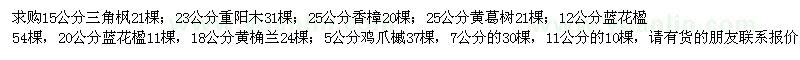 求購三角楓、重陽木、香樟、黃葛樹、藍(lán)花楹、黃桷蘭、雞爪槭
