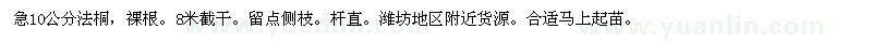 求購急10公分法桐