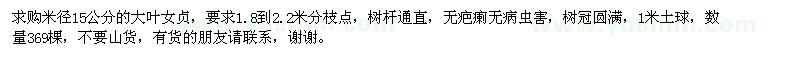 求購米徑15公分的大葉女貞