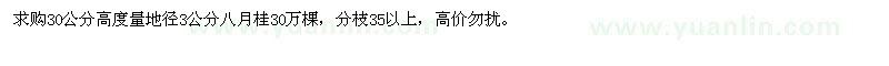求購(gòu)地徑3公分八月桂30萬(wàn)棵