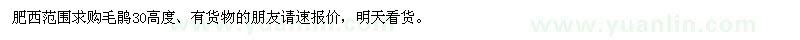 求購毛鵑30高度、有貨物的朋友請(qǐng)速報(bào)價(jià)，明天看貨