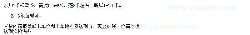 求購1千棵雪松