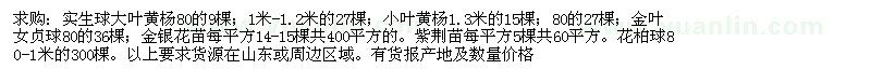 求購(gòu)大葉小葉黃楊紫荊金銀花
