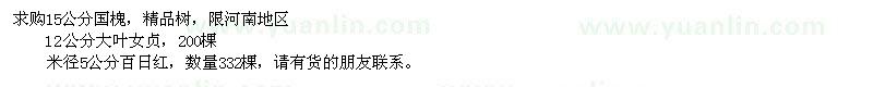 求購(gòu)國(guó)槐、大葉女貞、百日紅