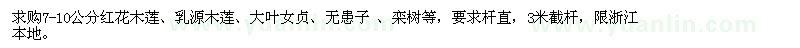 求購紅花木蓮、大葉女貞、無患子等