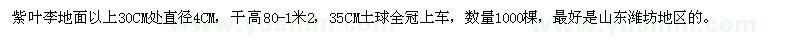 求購(gòu)4公分紫葉李