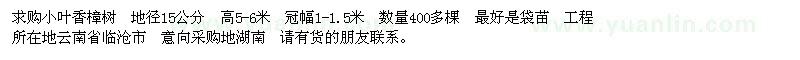 求購地徑15公分小葉香樟樹