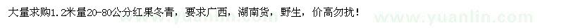 求購(gòu)紅果冬青