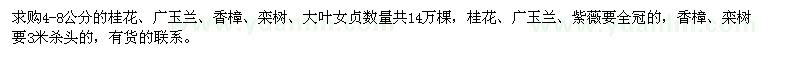 求購(gòu)4-8公分的桂花、廣玉蘭、香樟、欒樹(shù)、大葉女貞、紫薇