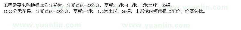 求購杏樹、無花果