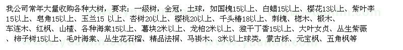 求購我公司常年大量收購各種大樹(shù)