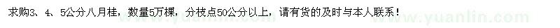 求購3、4、5公分八月桂5萬棵