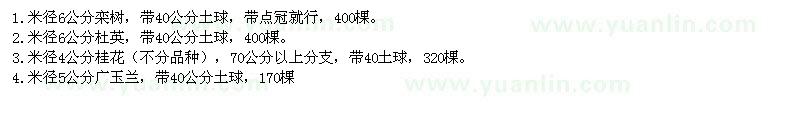 求購欒樹(shù)、杜英、桂花、廣玉蘭
