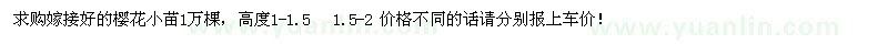 求購嫁接好的櫻花小苗