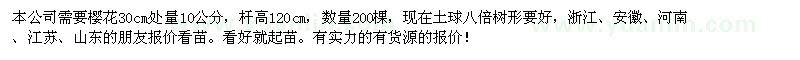求購10公分櫻花200棵
