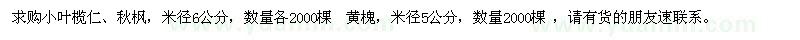 求購小葉欖仁、黃槐、秋楓