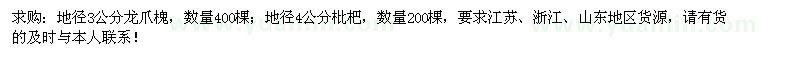 求購(gòu)地徑3公分龍爪槐400棵、地徑4公分枇杷200棵