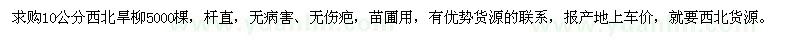 求購10公分西北旱柳5000棵