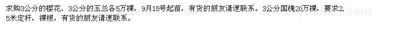 求購櫻花、玉蘭、國槐