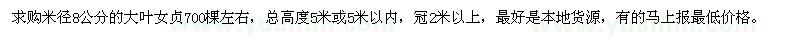 求購米徑8公分的大葉女貞700棵