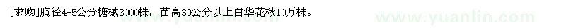 求購胸徑4-5公分糖槭，苗高30公分以上白華花楸