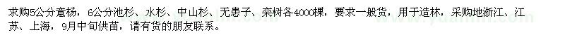 求購意楊、池杉、水杉、中山杉、無患子、欒樹