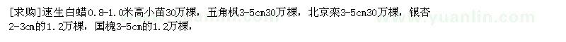 求購速生白蠟，五角楓，北京欒，銀杏