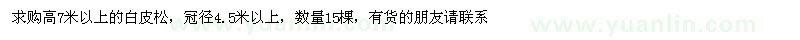 求購白皮松高7米以上的