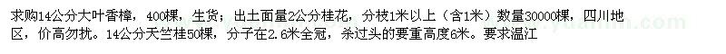 求購香樟,桂花,天竺桂