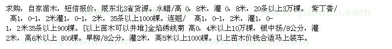 求購水蠟、紫丁香、連翹等