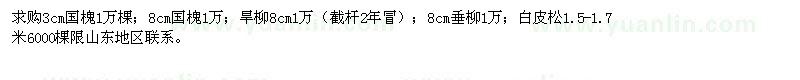 求購國槐，旱柳，垂柳，白皮松 