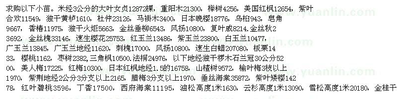 求購大葉女貞 重陽木 櫸樹 美國紅楓 合歡樹 黃櫨等小苗